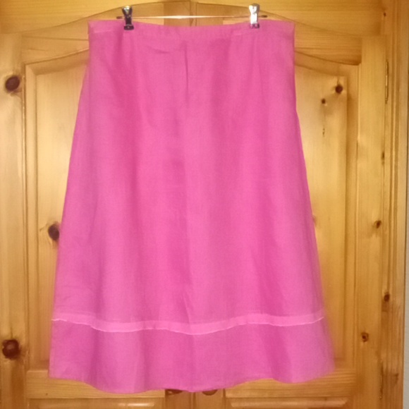Kim Rogers Dresses & Skirts - Kim by Kim Rogers Women's Petite Bright Pink 100% Linen A-line Midi Skirt PXL